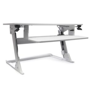 Adjustable desktop sit-stand workstation white